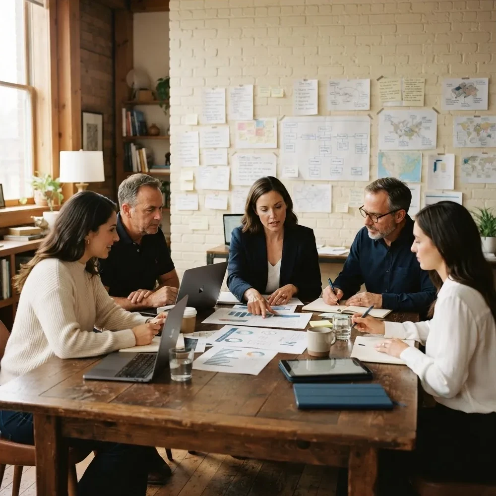 Team planning around a table